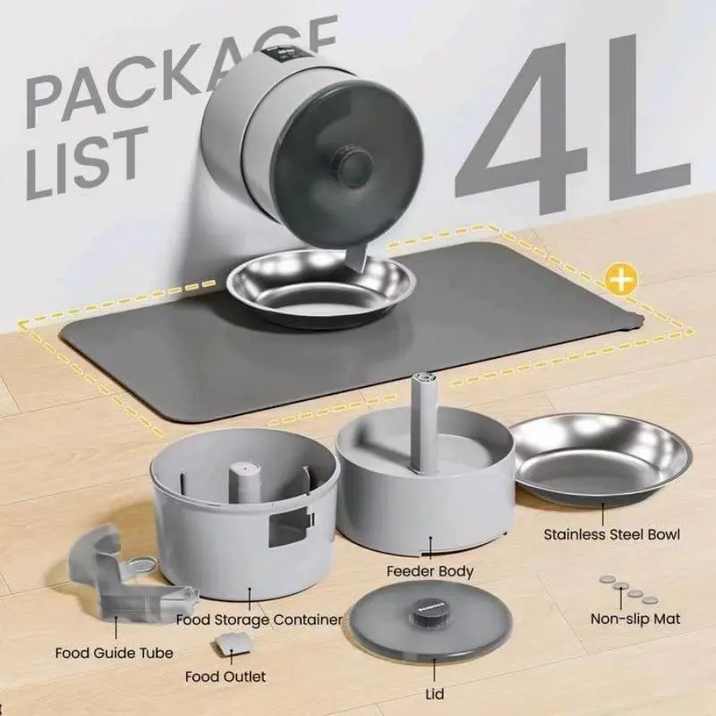 Wall-mounted Smart Pet Feeder! App Controlled Scheduled Dispenser, No Freeze-Dried Food Jams, Anti-Tip Design, Easy to Clean, Automatic Feeding for Cats & Dogs, Worry-Free for Pet Parents!