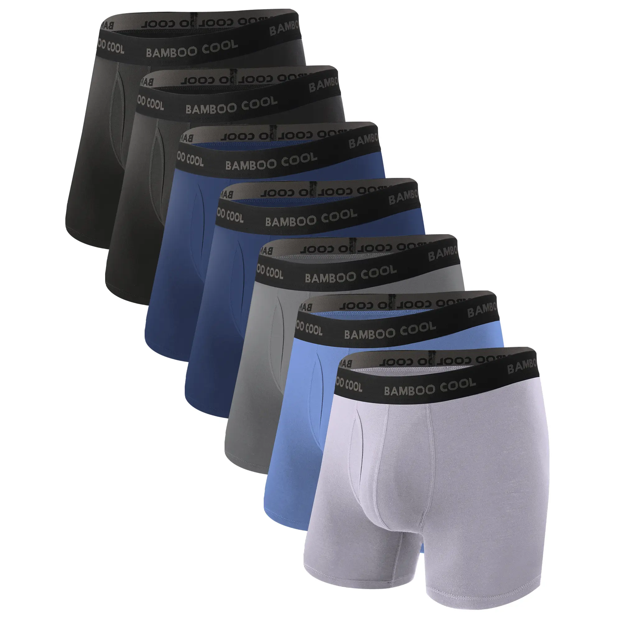 BAMBOO COOL Men's Ultra Breathable Boxer Briefs - 92% Bamboo Viscose, 8% Spandex, No Riding Up, Comfort Flexible Waistband, Moisture-Wicking, Multipack for Summer Use