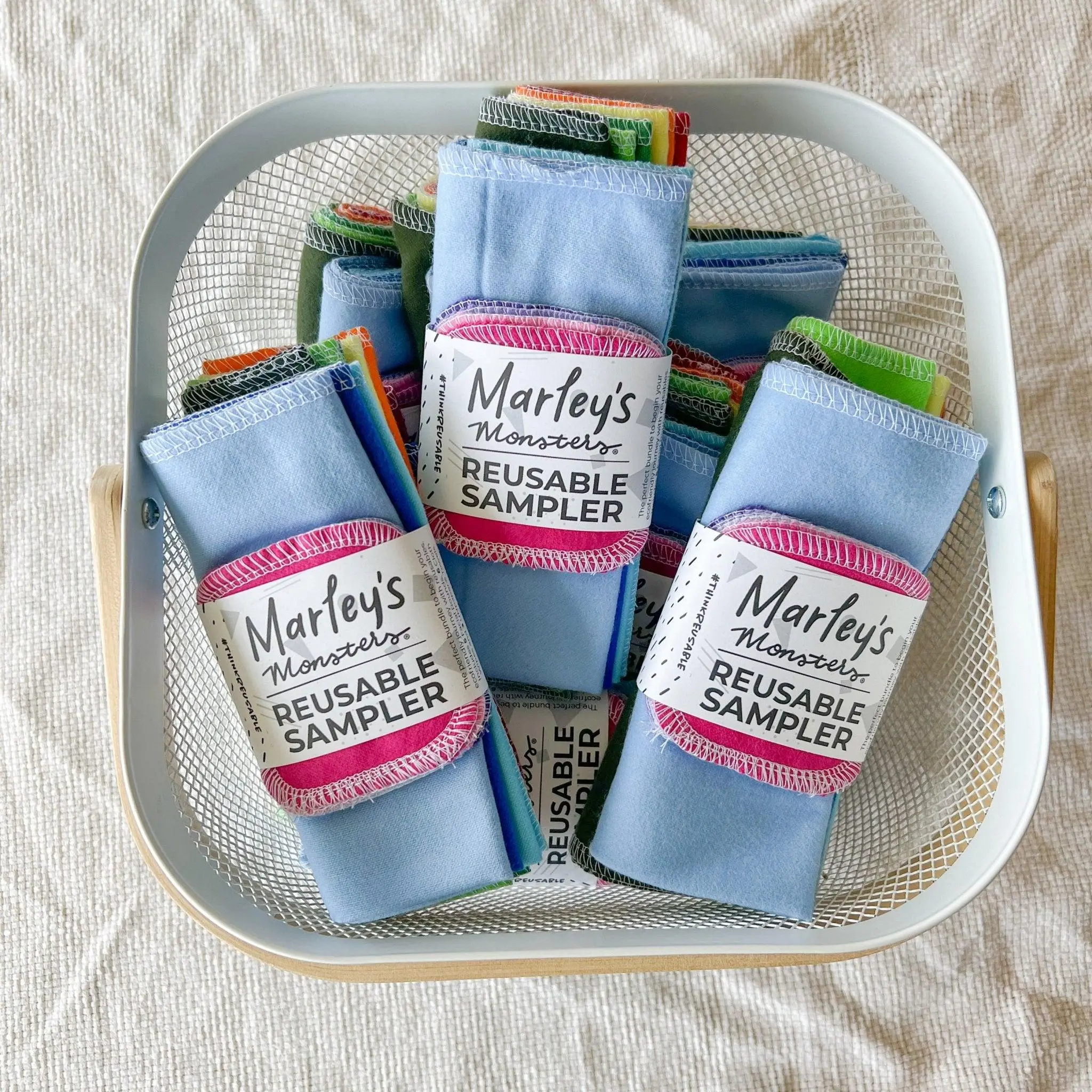 Marley's Monsters Reusables Starter Pack: UNpaper Towels, Cloth Wipes and Facial Rounds Sampler