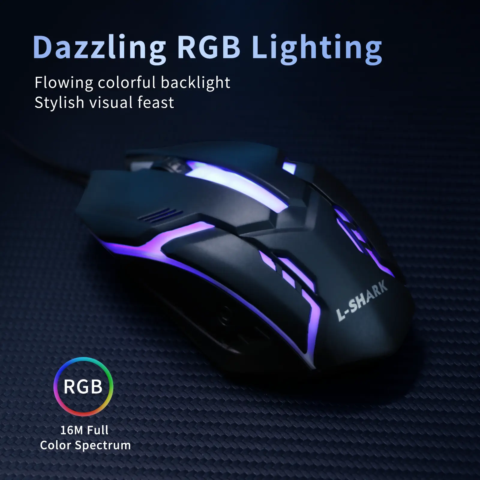 Ergonomic Wired USB Gaming Mouse - PC Accessories Gaming, Computer Game Hardware, Ultra-Thin Finger-Friendly Design, RGB Lighting, Low Latency, Plug-and-Play, Desktop Mouse, Compatible with Windows/Mac PCs