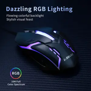 Ergonomic Wired Gaming Mouse with LED Glow, Low Latency & Plug-and-Play, Compatible with Windows/Mac