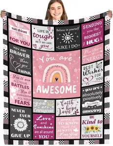 Get Well Gifts, Inspirational Gifts Blanket, Feel Better Soon Gifts for Women, Thinking of You Gifts for Women, Soft Comfortable Flannel Blanket