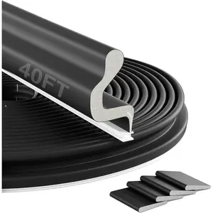40FT Kerf Weather Stripping Door Seal Sound Proof Weather Strips Seal Strip for Front Door Frame Soundproofing Exterior Door Insulation Gasket (with 4 Door Corner Seals)
