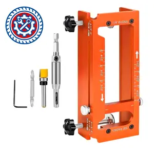 Door Hinge Jig, Aluminum Door Hinge Template Kit for Router, Door Hardware, Adjustable Mortise Jig Fits Door Hinge from 2.5" to 5" Length and Thickness, 1/4" Radius, 5/8" Radius and Square Corner Type