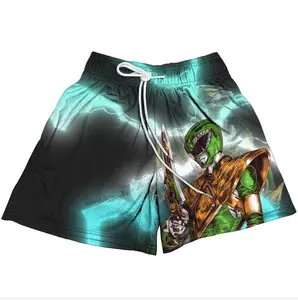 Mighty Morphin Power Rangers Green Ranger Shorts Workout Sport Knee Pants with Pockets Athletic Summer Shorts