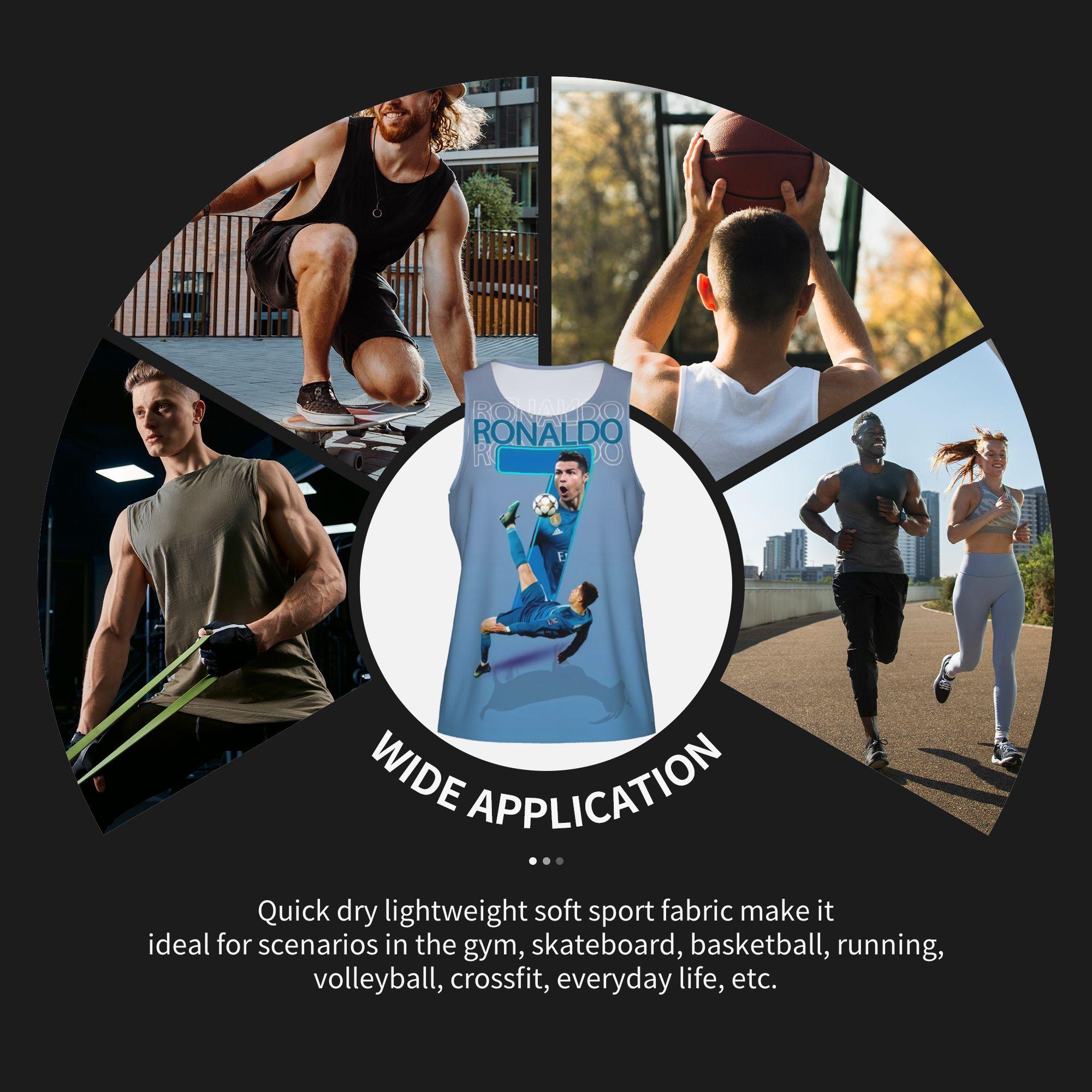 Cristiano Ronaldo's legendary bicycle kick printed vest, a must-have for football fans, comfortable for both sports and everyday wear.