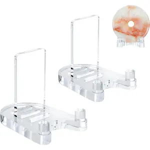 2 Pack Acrylic Easel Display，Plate Stand for Display，Adjustable Clear Display Holder for 4" to 8" Platter, Book, Card, Frame, Picture, Artwork, Plaque ( Small-2pcs 4"-8")
