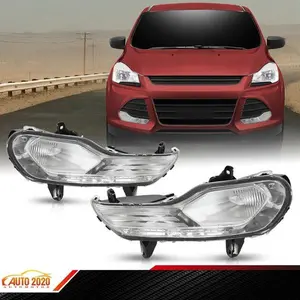 Fit For 2013-2016 Ford Escape Kuga Pair Clear Lens Front Bumper Fog Lights Lamps