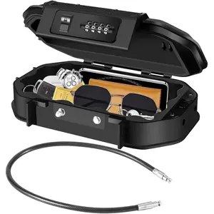 Waterproof Portable 4-Digit Combination Lock Box Anti-Theft Small Security Lockbox with Removable Cable Resettable Code Cash Case Outdoor Key Hider for Travel Gym Hotel Dorm Beach