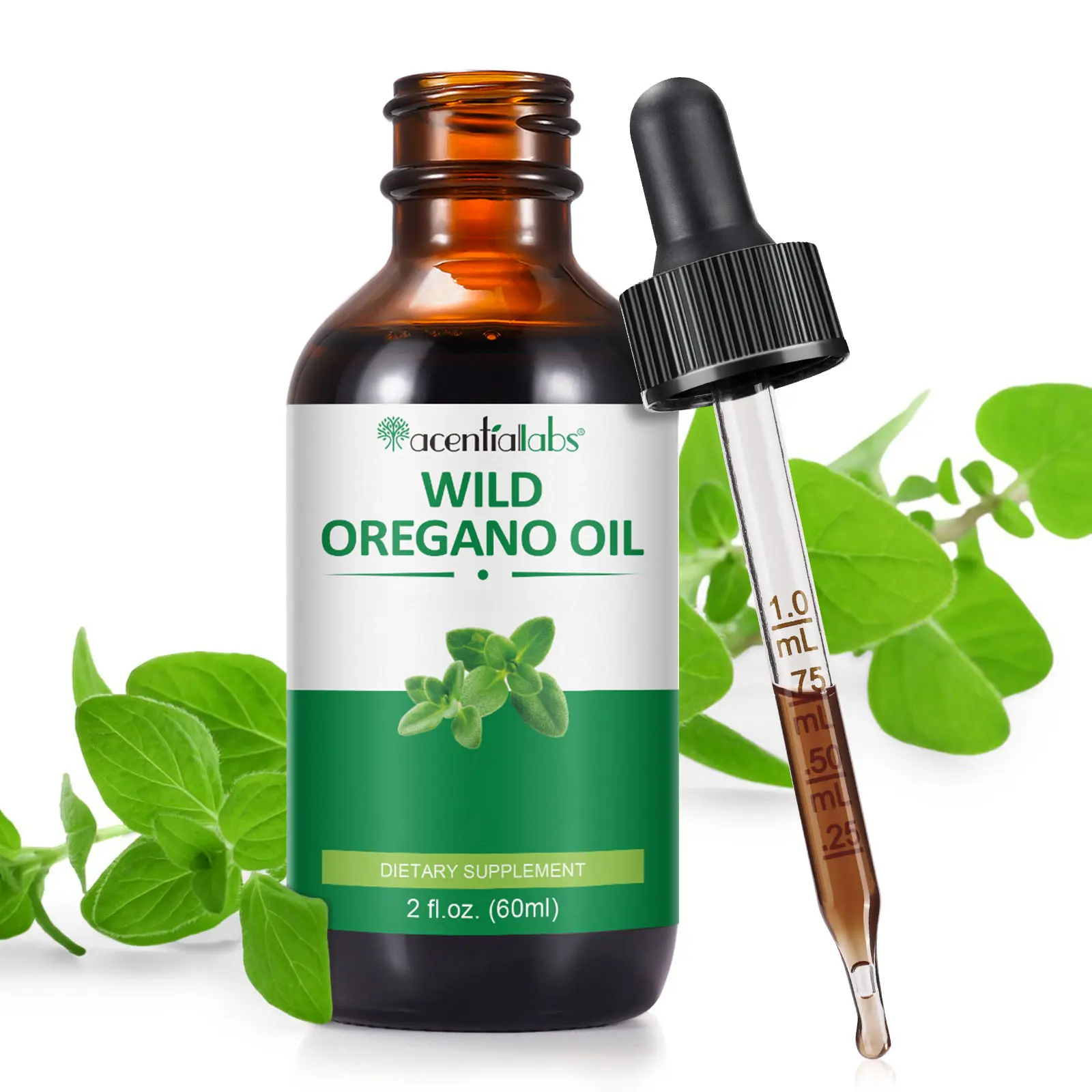 Acentiallabs Organic Oil of Oregano Liquid Drops - Vegan Herbal Supplement, Gluten Free, Edible for Adults - Healthcare Dietary Vitamin
