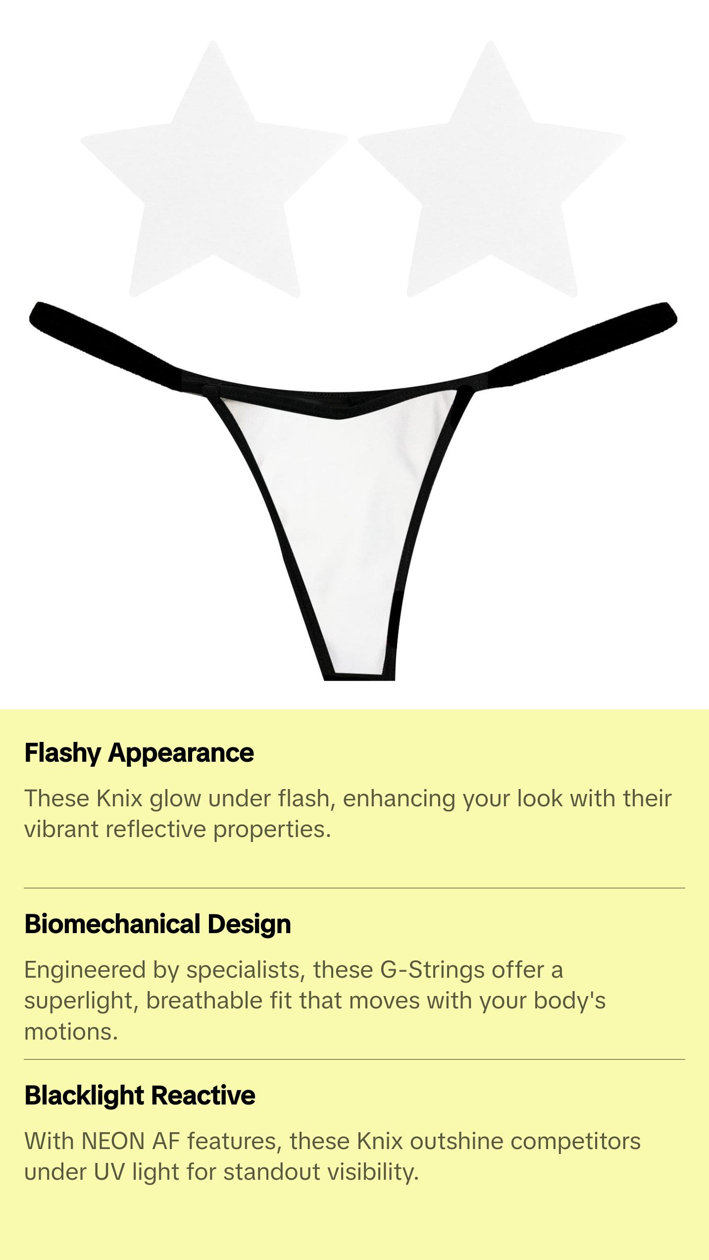 Reflective White Grey G-String Naughty Knix Pasties & Panties Set