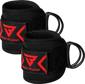 Ankle Straps for Cable Machine Attachments - 4”x10” Gym Ankle Cuff Double D-Rings for Kickbacks, Glute Workouts, Leg Extensions, Curls, Booty Hip Abductors Exercise for Men and Women, Adjustable Neoprene Support