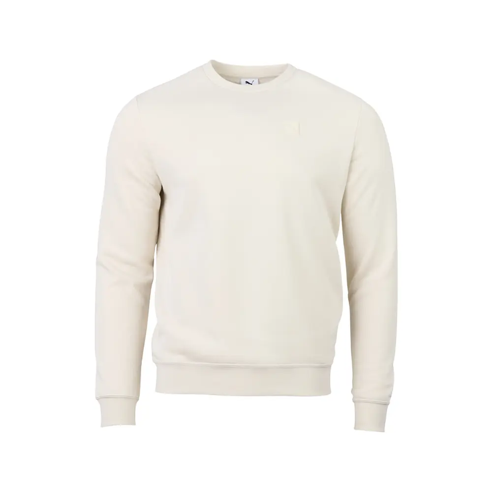 PUMA Mens Essentials Elevated Logo Crew Neck Sweatshirt Casual - Off White
