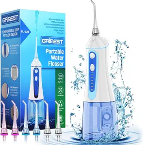 Water Dental Pik Flosser,Grinest 7 Modes Rechargeable Water Dental Pick for Teeth Cleaning Cordless Oral Irrigator Portable IPX7 Waterproof Tooth flossers for Home Trave