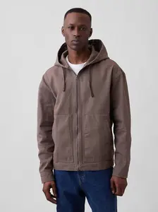Oversized Hooded Canvas Utility Jacket