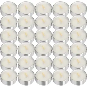 UNBREAKABLE - Tea Light Candles 30 Pack – Unscented Long Lasting 2.5 Hour Burn – White Smokeless Tealights for Decoration, Holiday, Party, Wedding, Home Use