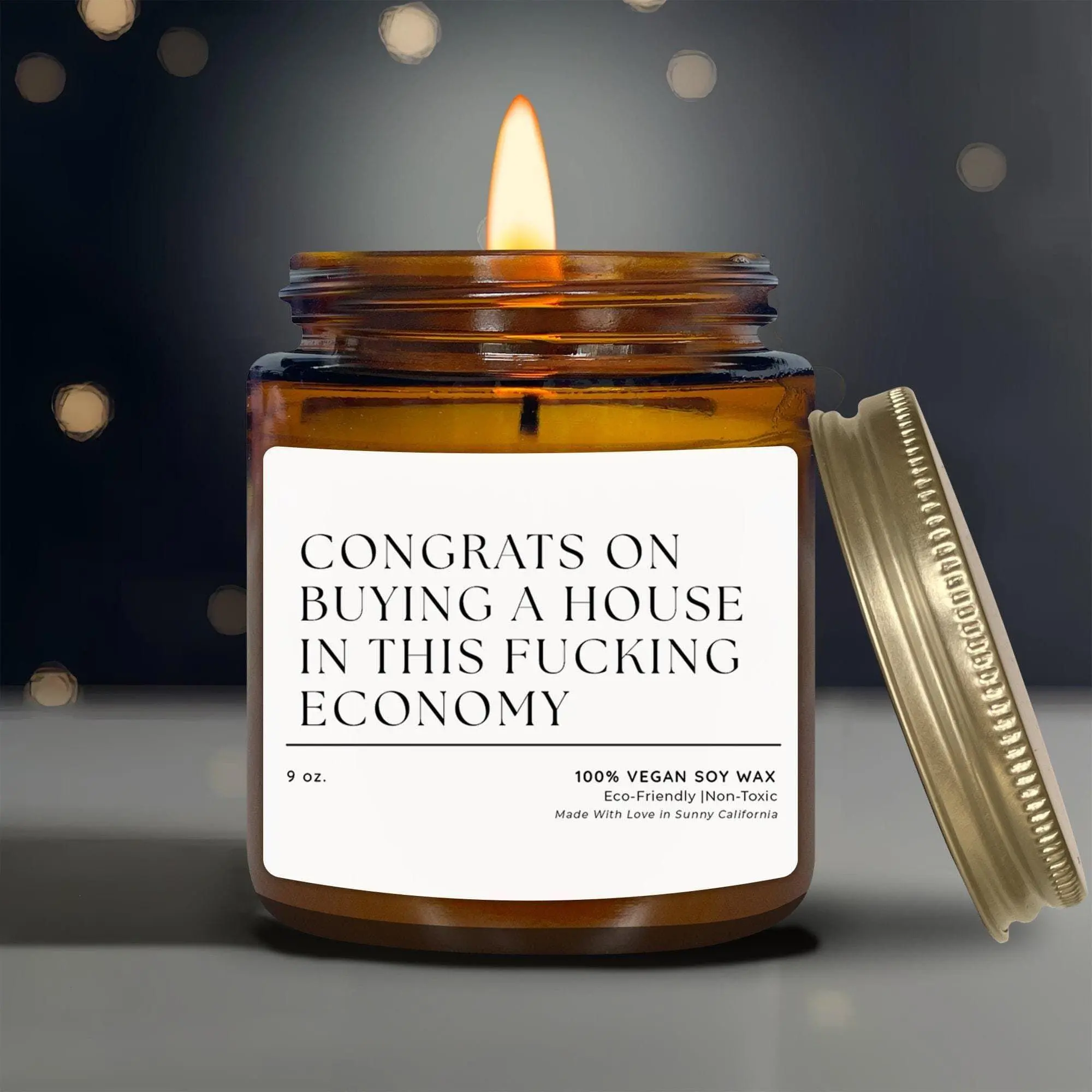 Congrats On Buying A House In This Fucking Economy Candle, New Home Funny Candle, Housewarming Gift, Moving Gift, Christmas Candle, (C-8HOU)