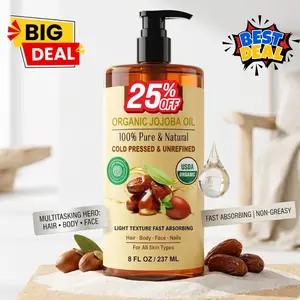 Organic Jojoba Oil — 100% Pure Multi-Purpose Moisturizing Oil for Hair, Face & Skin, 8 fl oz