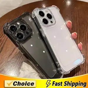 New Luxury Shockproof Clear Phone Case For iPhone 17Air 17 16 15 14 13 12 11 Pro Max XR  Plus Silicone Bumper Transparent Hard Back Cover