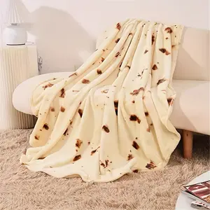 Burritos Print Blanket, Funny Food Flannel Round Blanket, Soft Warm Throw Blanket Nap Blanket For Couch Sofa Office Bed Camping Travelling