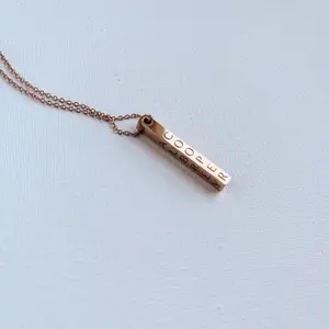Vertical Bar Custom Engraved Necklace - Gold - Silver - Rose Gold - Black Stainless Steel