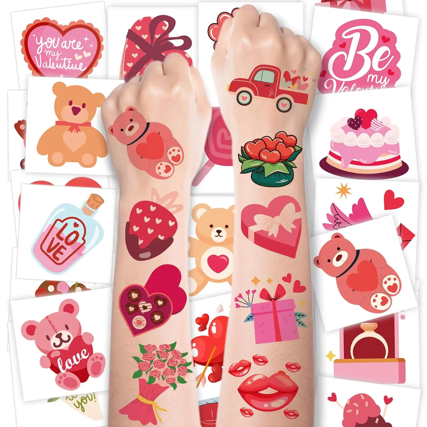 Valentines Day Gifts for Kids - 150 PCS Tattoos for Him Her | Valentines Day outfit Women - Valentine's Day Crafts Games Accessories Party Favors Supplies - Valentines Shirts Pajamas Dress for Adult