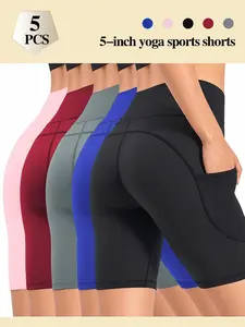 Women's High Waist Yoga Shorts  With Pockets - Super Soft, Stretchy Polyester Blend For Running & Fitness, Comfortable & Durable, Activewear | Seamless Design | Functional Pockets