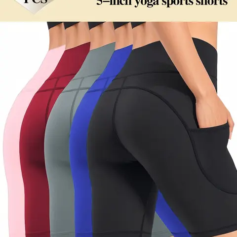 Women's High Waist Biker Shorts - Glute Activation Tight Super Stretchy Polyester Seamless 4-Way Stretch Quick Dry Fabric, Stay-Put Waistband, Pockets, Butt Lifting Compression, 80%-90% Squat Proof Training Active Wear for Yoga,Running, Quality Guarantee