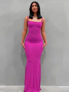 Backless Fish Tail Solid Sleeveless Dress, Slim-Fitting Long Gown for Women, Perfect for Parties & Daily Wear, Elegant Back Design