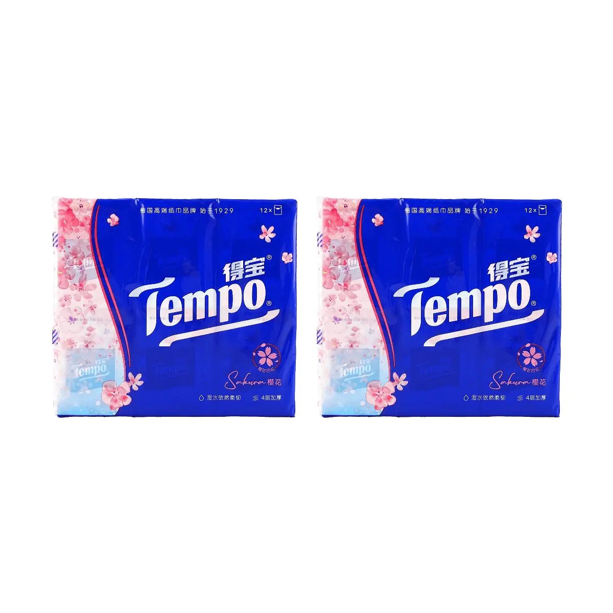 TEMPO Mini Pocket Tissues Sakura Scented Portable Facial Paper 24 Packs Value Bundle