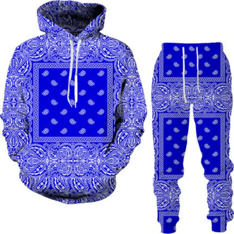 Men's 3D Printed Tracksuit, Casual 2-Piece Male Sportswear Set with Long Sleeve Hoodie and Pants for All Seasons, Plus Size up to 6XL, Athletic Sportswear, Casual Comfy Sporty, Athleisure Sweatsuit, Full-Length