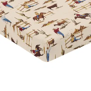 Sweet Jojo Designs Muslin Crib Sheets (Western Cowboy) for Baby Boys, Infant Nursery, Toddler Room - 100% Cotton Fitted Sheet Standard Size (Brown Wild West, Southern Charm, Country, South Horse, Cow)