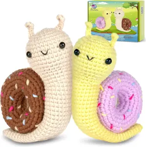 CROCHETTA Crochet Kit for Beginner 2-Pack Snail Couple with 8 Yarns & Step-by-Step Video Tutorials DIY Knitting Supplies for Adults & Kids