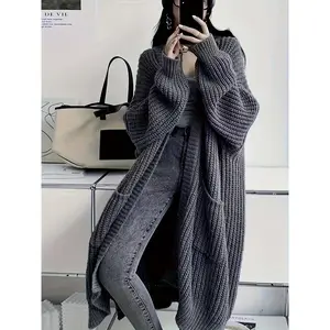 Plus Size - Plus Size Relaxed Open-Front Cardigan - Casual Long Sleeve Longline Pocket Sweater, Fall/ Winter Layering Essential