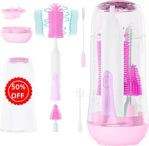 Electric Bottle Brush Cleaner, Portable Electric Baby Bottle Brush, Waterproof Electric Bottle Cleaner Set, Baby Bottle Brush with Milk Frother