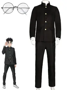 Ken Takakura Cosplay Costume Outfit Anime Dandadan Okarun School Uniform Black Jacket Pants Gakuran Glasses for Halloween Carnival party