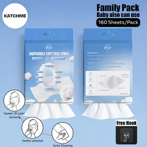 KatchMe Cotton Disposable Soft Wet & Dry Dual Use Face Towel, Hanging Facial Towels for Cleansing, Skincare and Makeup Remover, 160 Sheets
