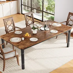 Industrial Dining Table for 4-6 People, 70.8"/78.7"L Rectangular Kitchen Table with Metal Legs, Heavy Duty Dinner Table for Kitchen, No Chairs