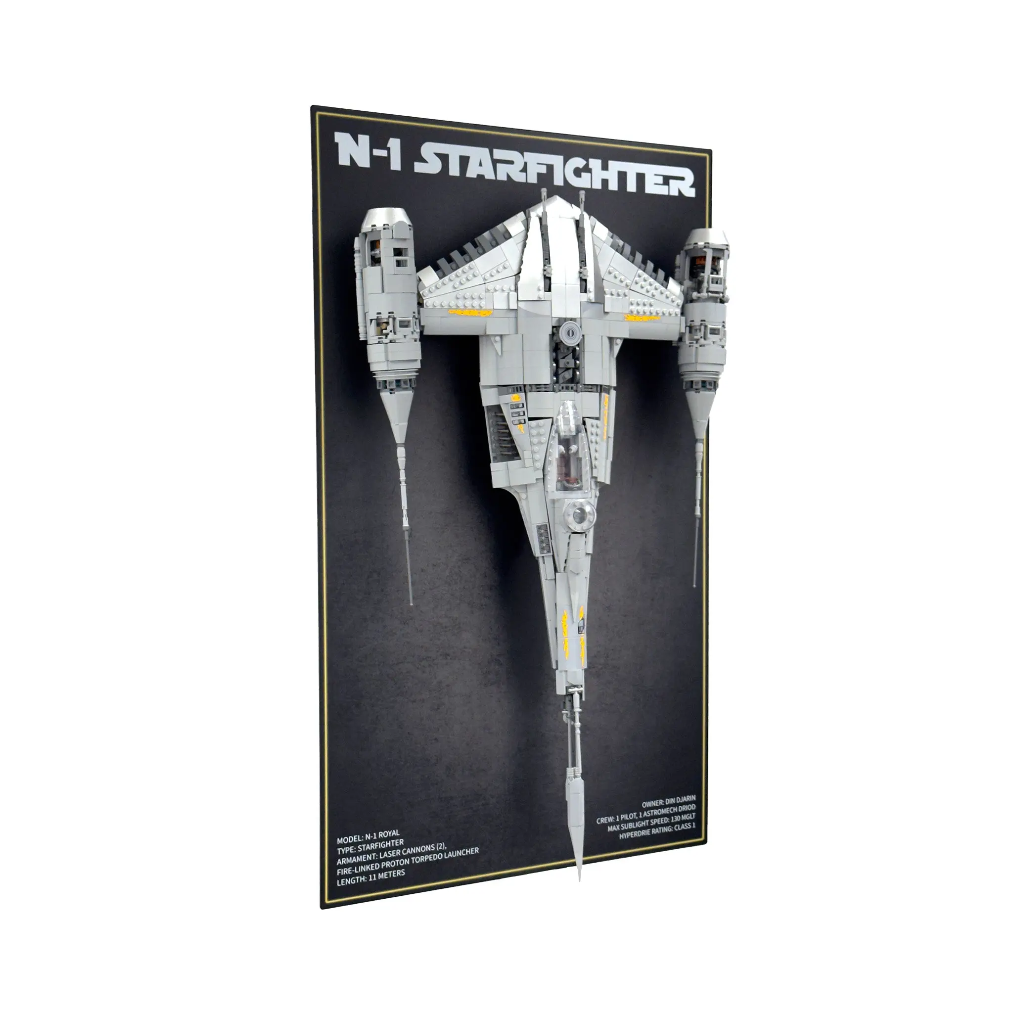 Acrylic Wall-Mount Display Stand Compatible with LEGO®75442 The Mandalorian's N-1 Starfighter UCS - Set Not Included