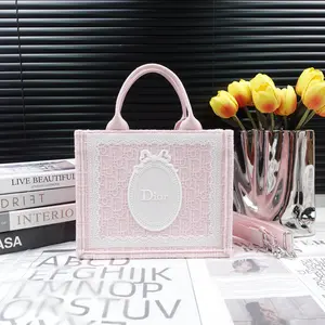 Pre-owned Dior Canvas Tote Bags Book Tote Pink Tote Bag T10361806