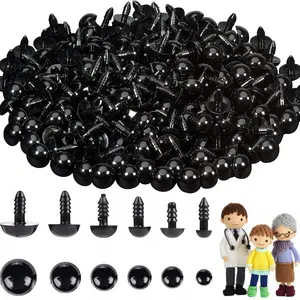 700 Black Plastic Crochet Safety Eyes with Washers, Round Doll Eye, DIY Handmade Doll Eyes, Bear Decoration Glasses, Suitable for 6-14mm Plush Animals and Amigurumi DIY Halloween Decorations, Crafts, Craft Embellishments