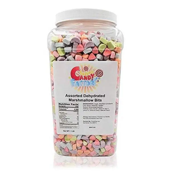 Sarah's Candy Factory Assorted Dehydrated Marshmallow Bits in Jar, 1lb PACK 1 Sarah's Candy Factory Assorted Dehydrated Marshmallow Bits in Jar, 1lb PACK 1