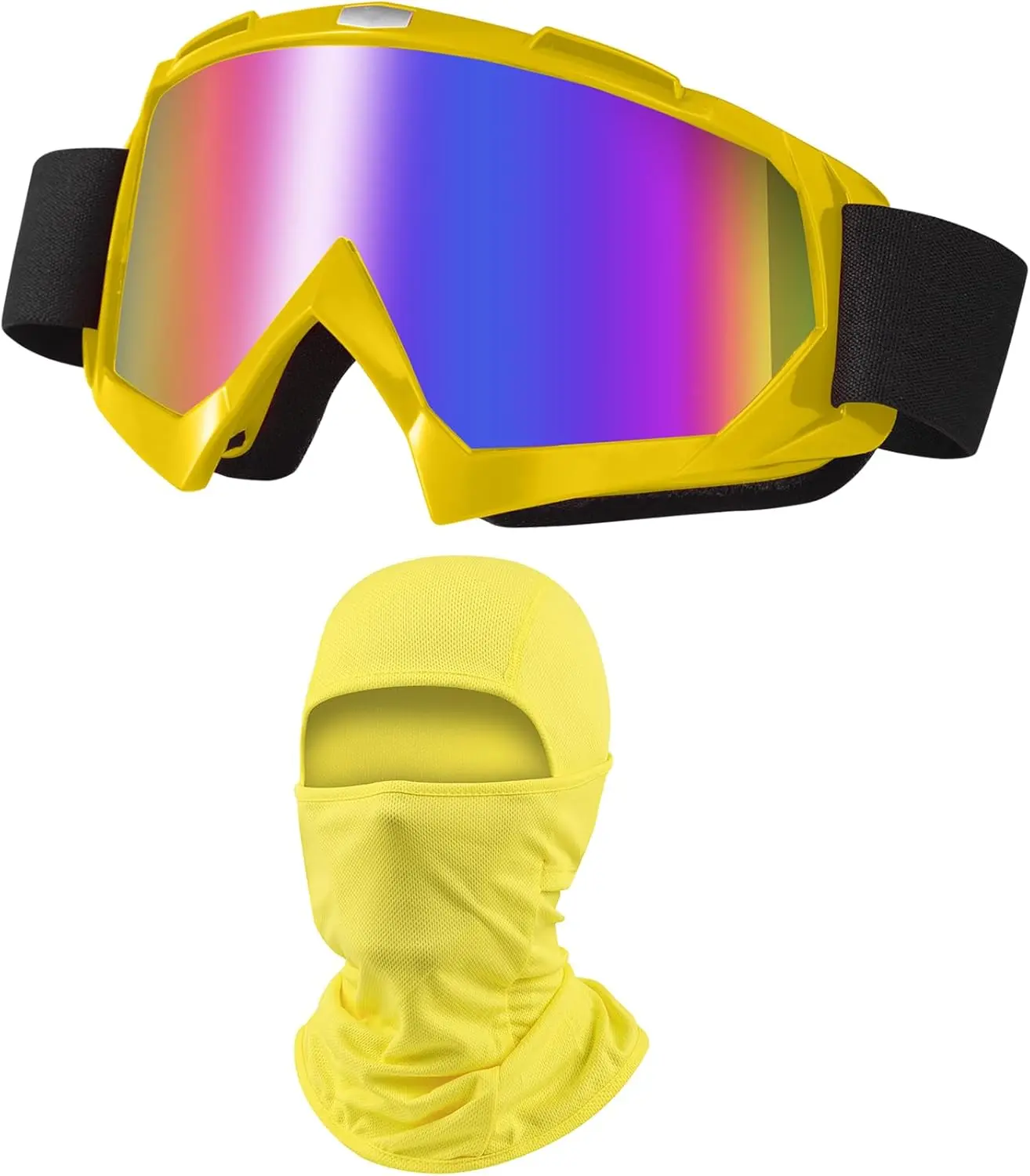 Motorcycle Motocross Safety Goggles, Over-the-Glasses Motorcycling Gear with Sun Protection, Adjustable Strap, Balaclava Full Face Mask for Off-Road Riding, ATV