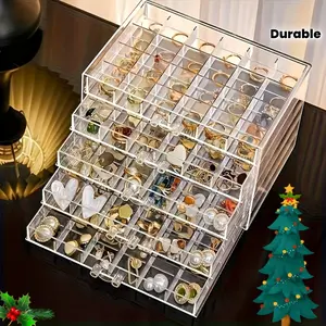 Transparent desktop jewelry storage box----- multi-compartment large capacity, large capacity storage space. Suitable for earrings, necklaces, bracelets/rings, a must for family jewelry storage