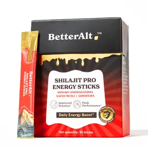 BetterAlt Energy Pro Sticks | Daily Energy Support | 6 Ayurvedic Powerhouses | 100% Natural | No Added Refined Sugar | 3rd Party Lab Tested | 30 Sticks