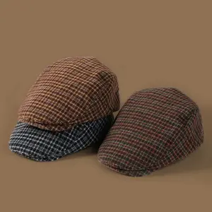 Autumn Winter Plaid Hats Women Berets Spring Newsboy Cap Women Vintage Flat Ivy Hats Golf Driving Cap Casquette