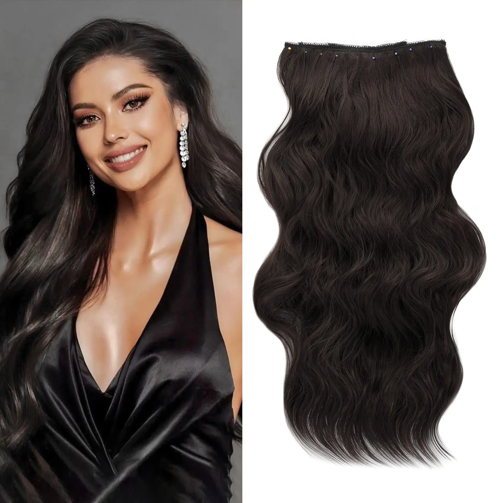 Dark Brown Clip On Hairpiece Sb55f62cc15e0433e8fe6f454d8c79  main image 4