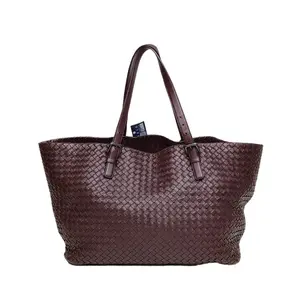 Pre-owned Bottega Veneta leather Tote Bags Red wine color S style, tungsten steel buckle, classic weaving, Neverfull shopping bag, tote bag