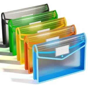 Plastic Expandable File Bag, Transparent Envelope Snap Closure, Colorful Document Storage Box, Legal Size, Transparent Accordion File Folder, Office Supplies