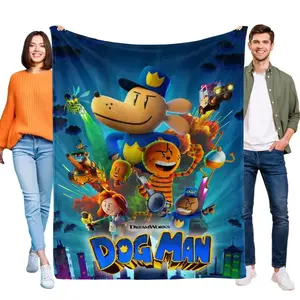 Soft Funny Dog Man Flannel Throw Blanket, for Sofa, Bed, Couch, Ideal Girls' Birthday Gift